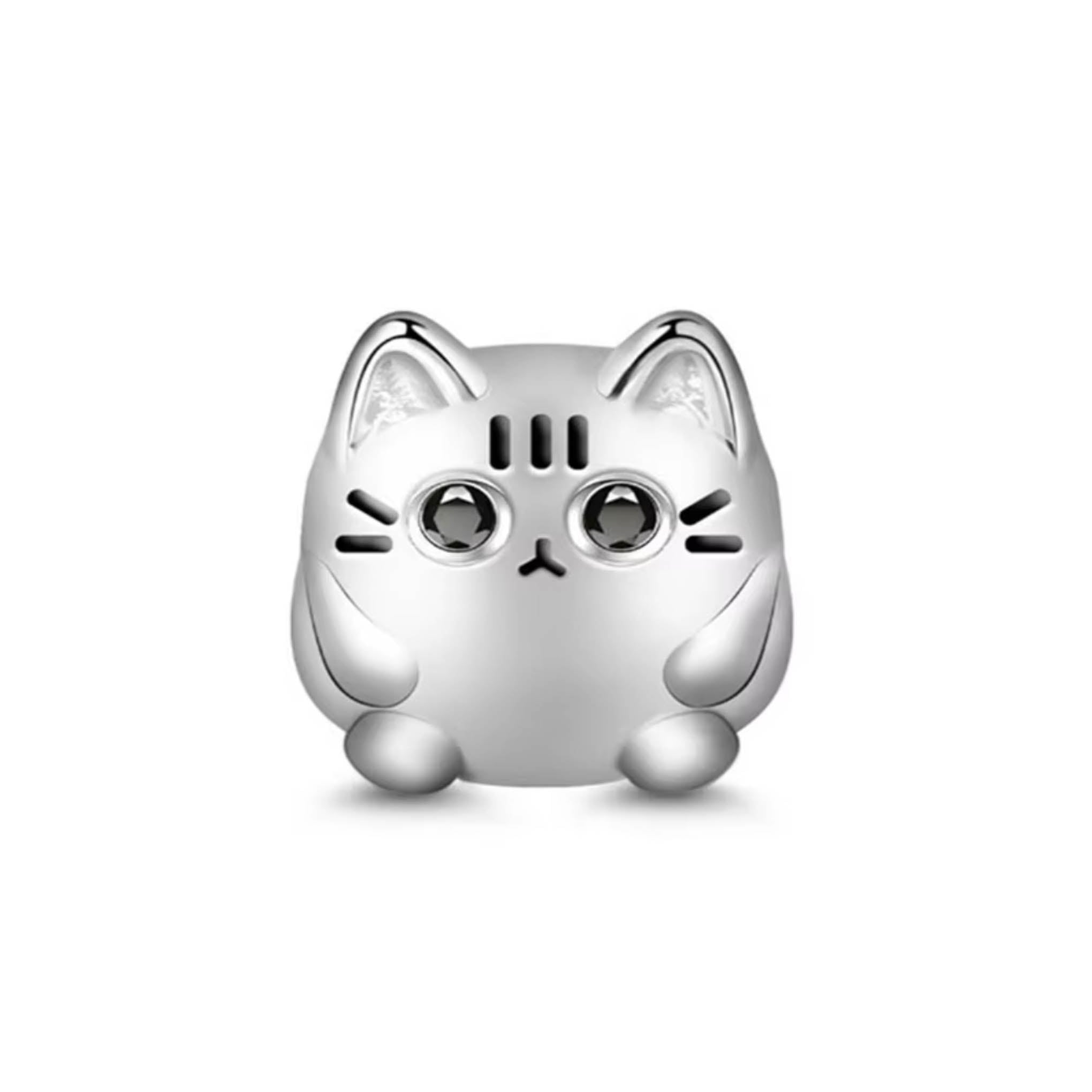 Dije con chapa de plata tipo charm gatito bolita de plata mexicana