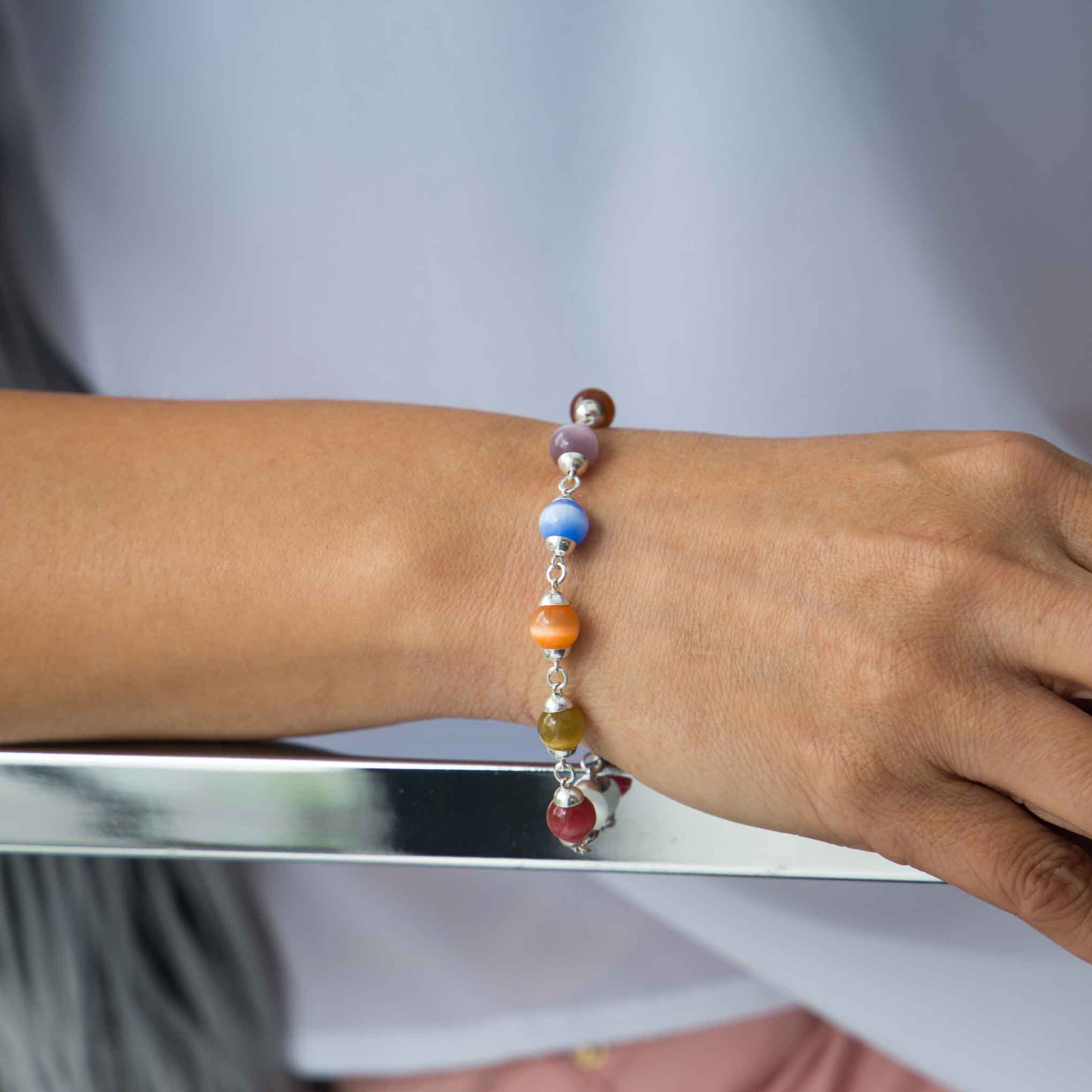 Pulsera Ojo de gato con plata