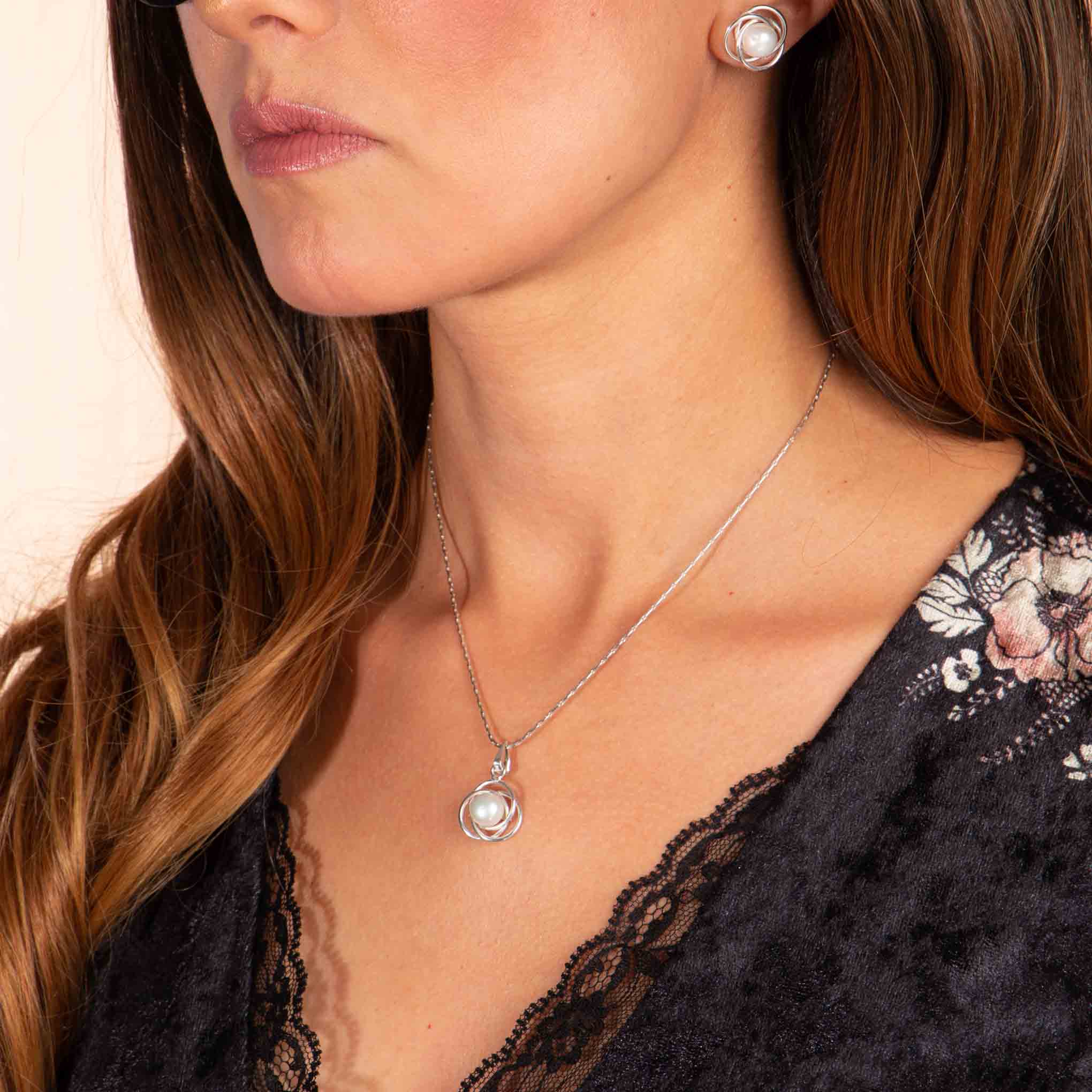 Juego Nido de Plata con Perla