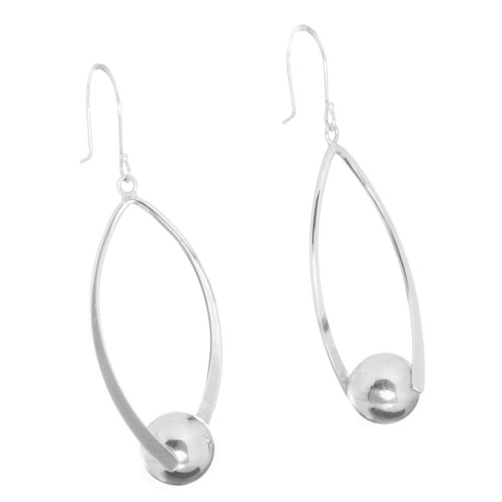 Aretes Óvalo y Esfera de Plata