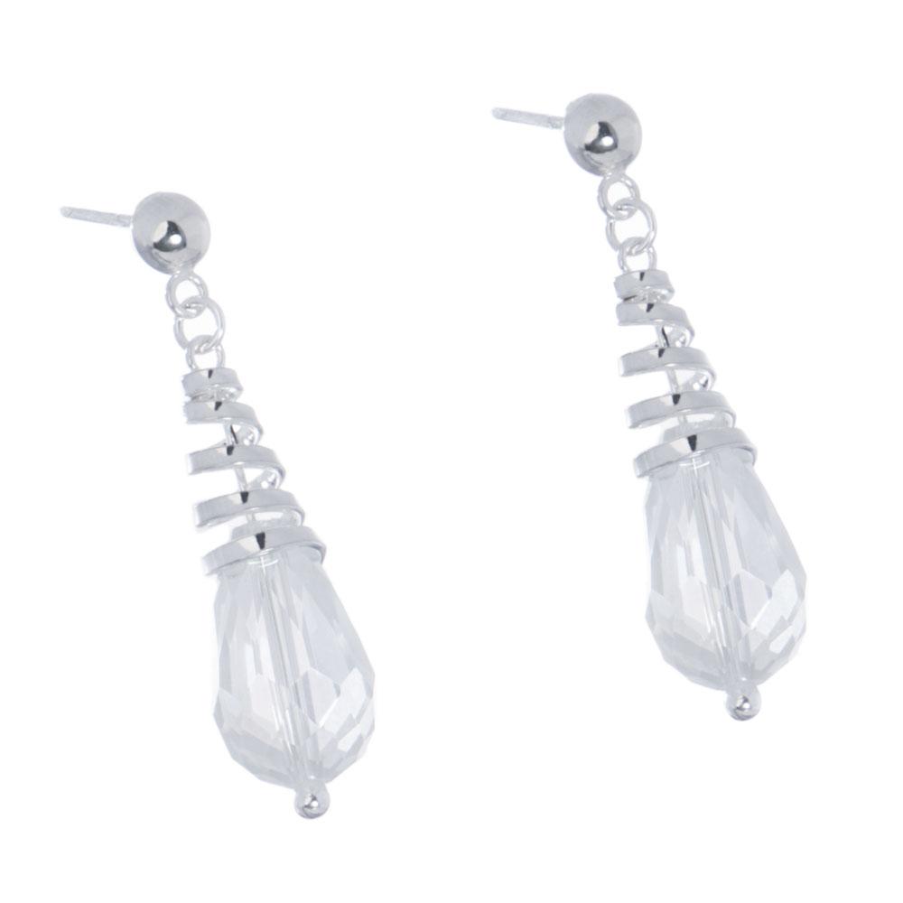 Aretes de espiral  con gota de cristal