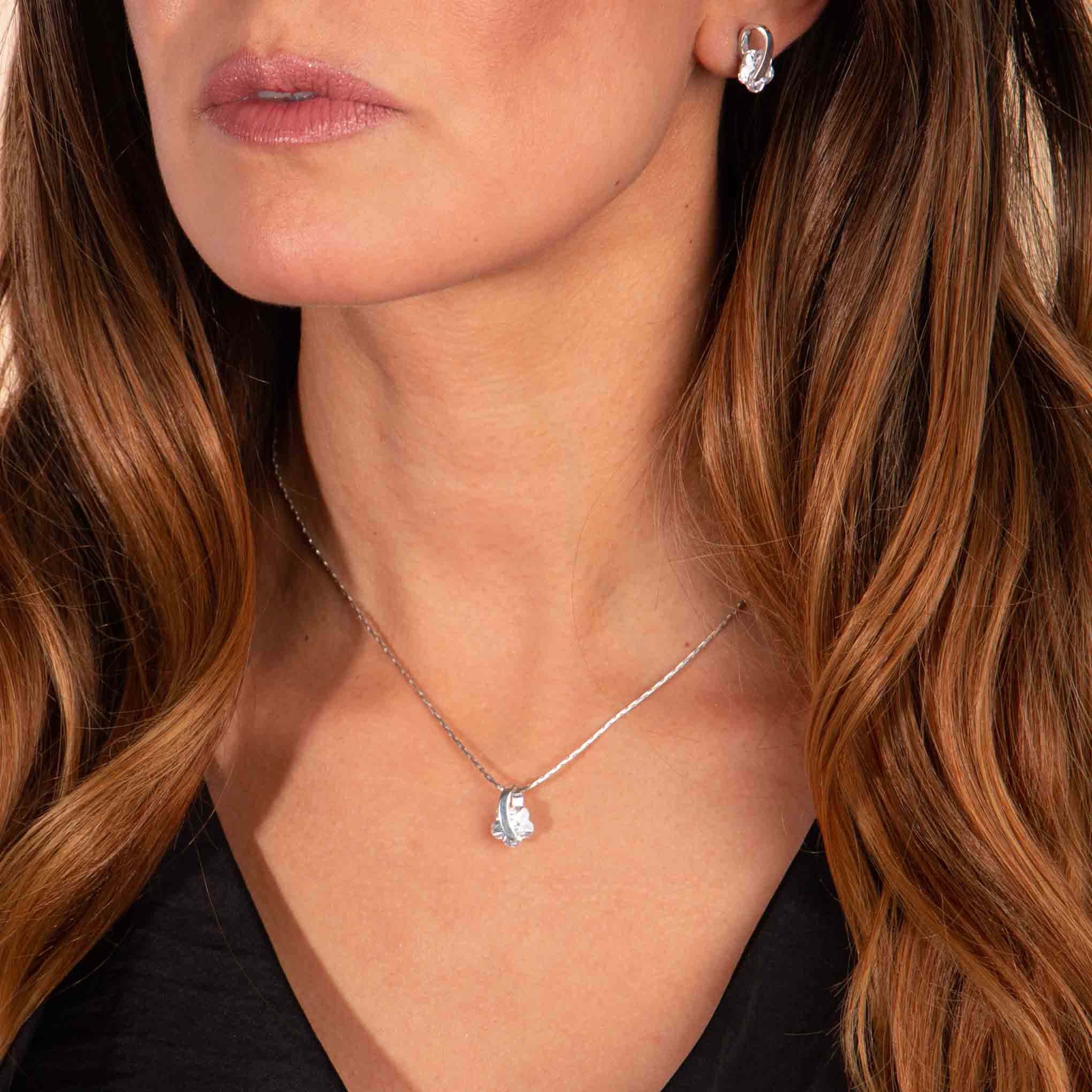 Dije y aretes de Plata con estrellas de zirconia