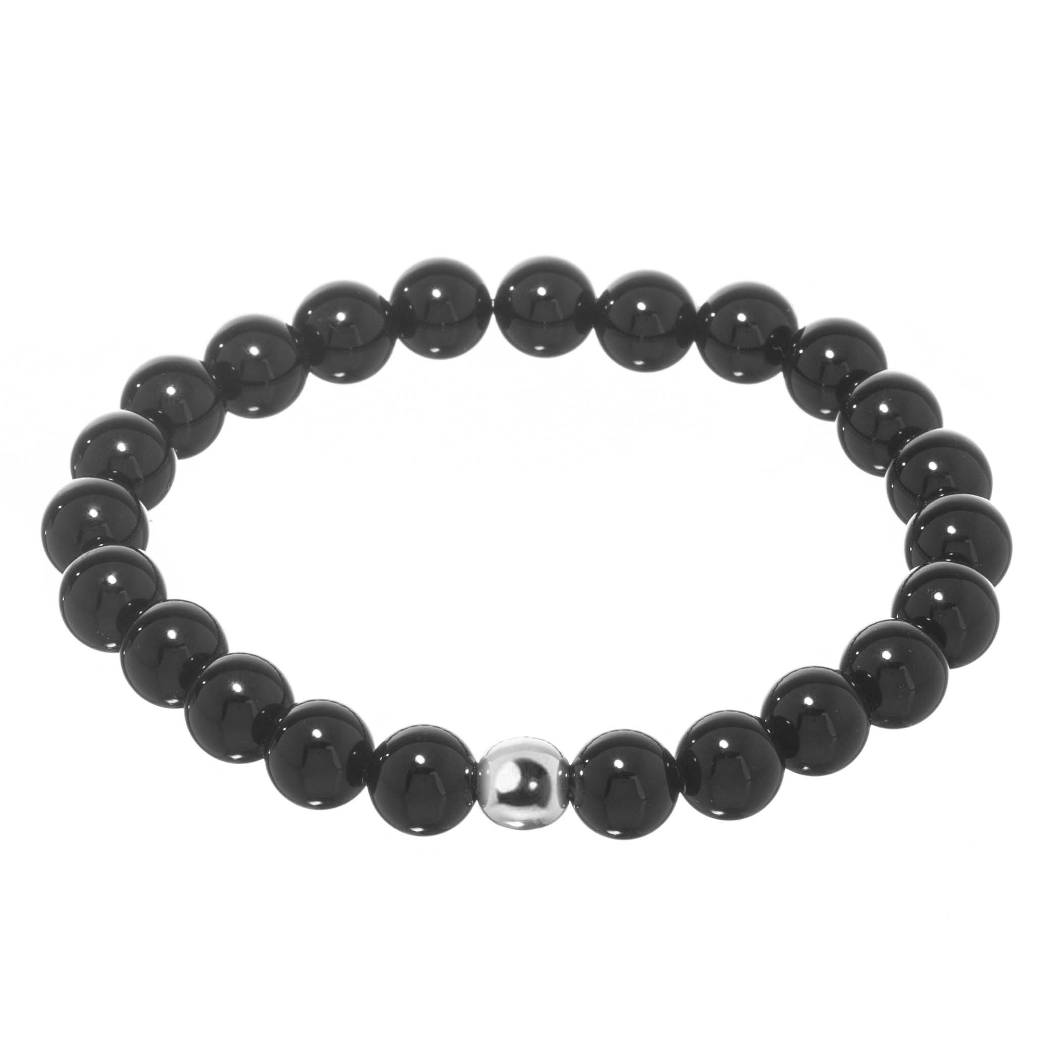 Pulsera esferas de piedras ónix con plata