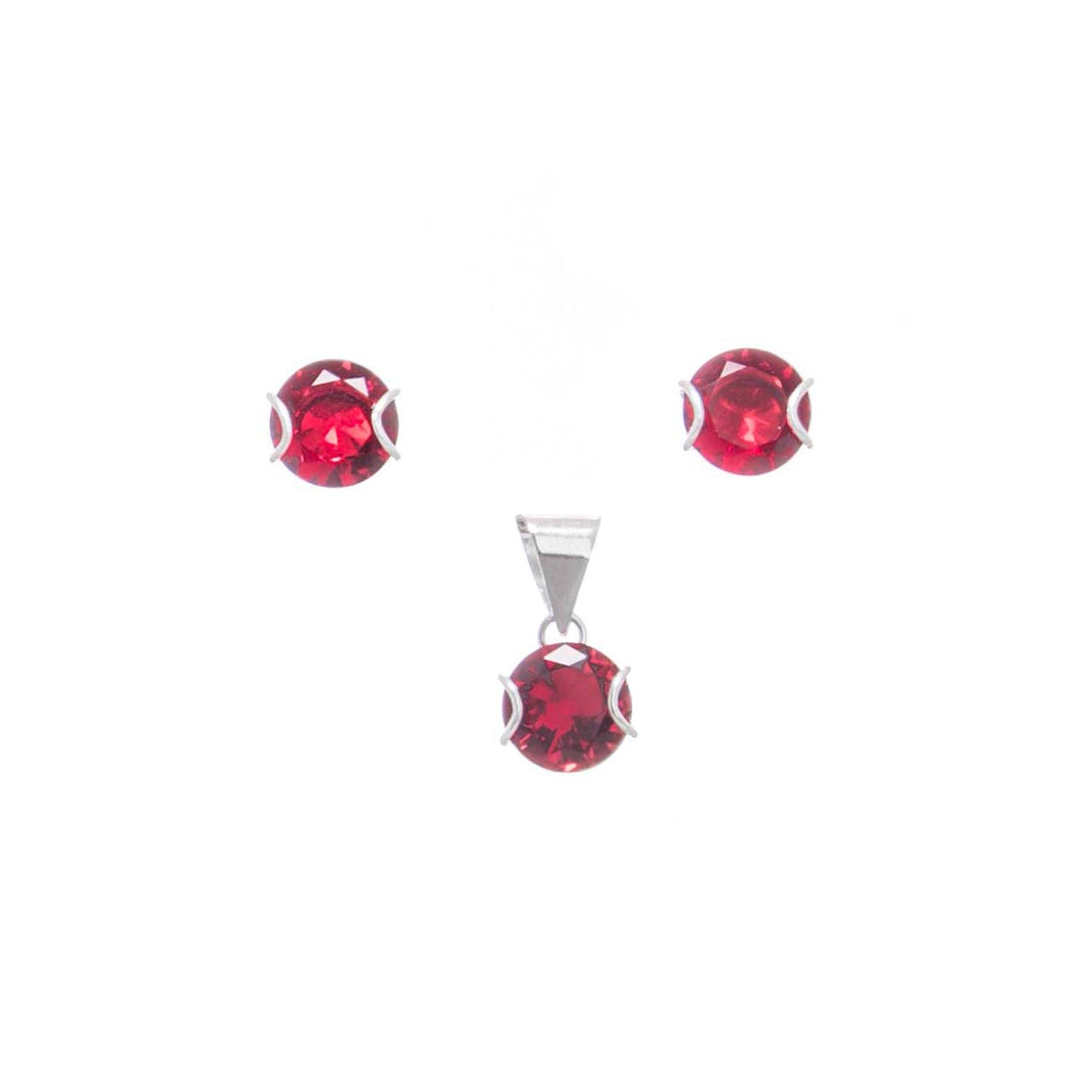 Dijes y aretes abrazo de zirconias con plata.