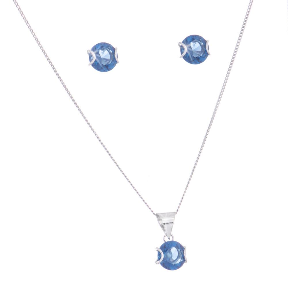 Dijes y aretes abrazo de zirconias con plata.