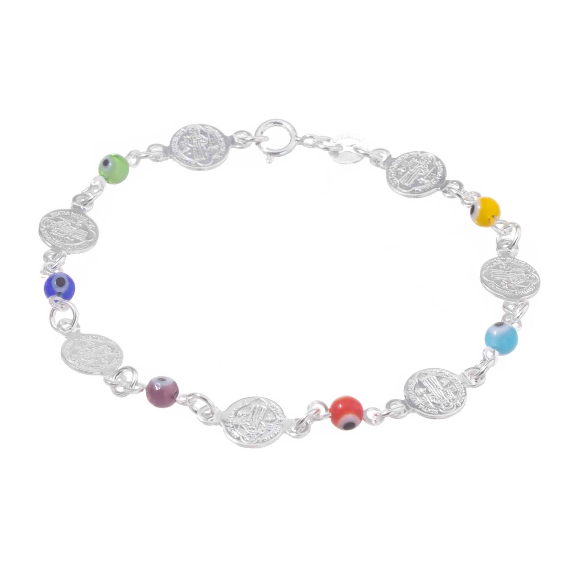 Pulsera de medallas de San Benito con ojitos