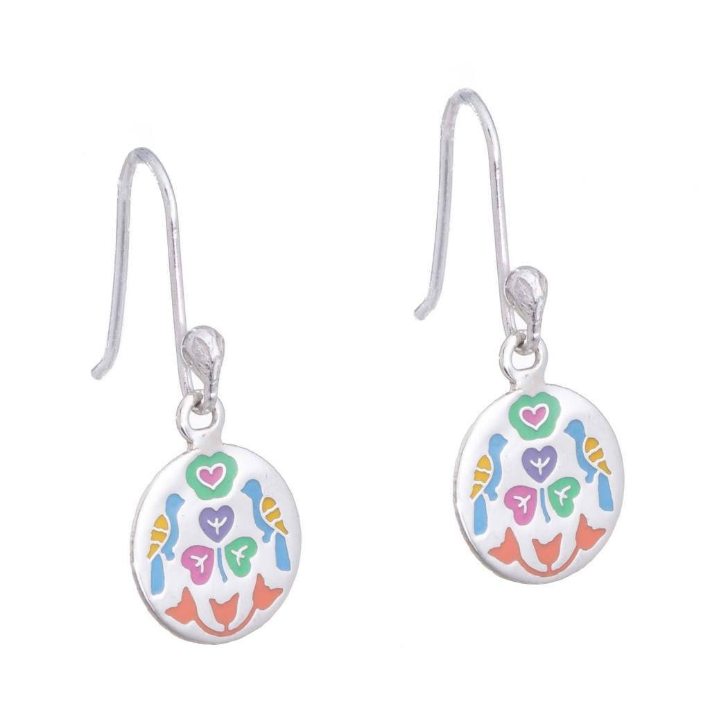 Aretes del amor esmaltados de plata