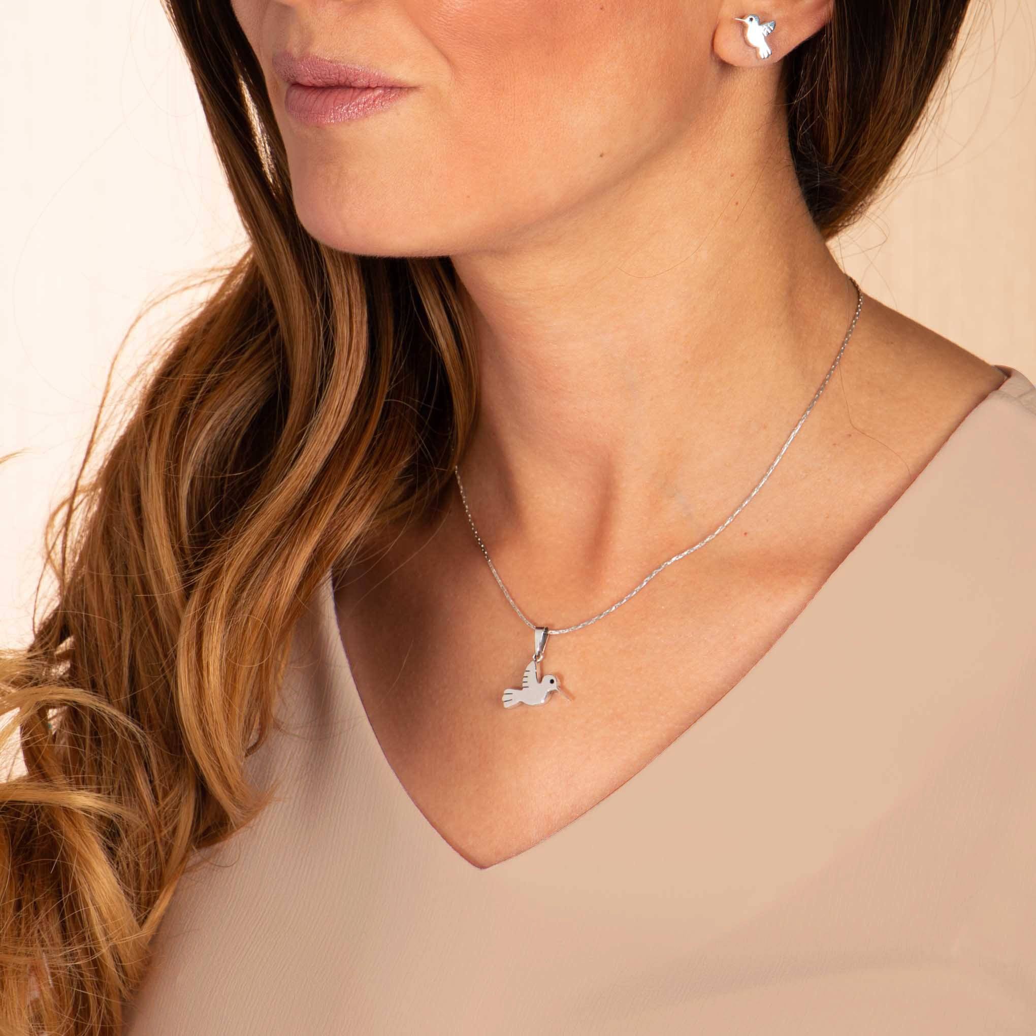 Dije y aretes colibrí de plata Pirch