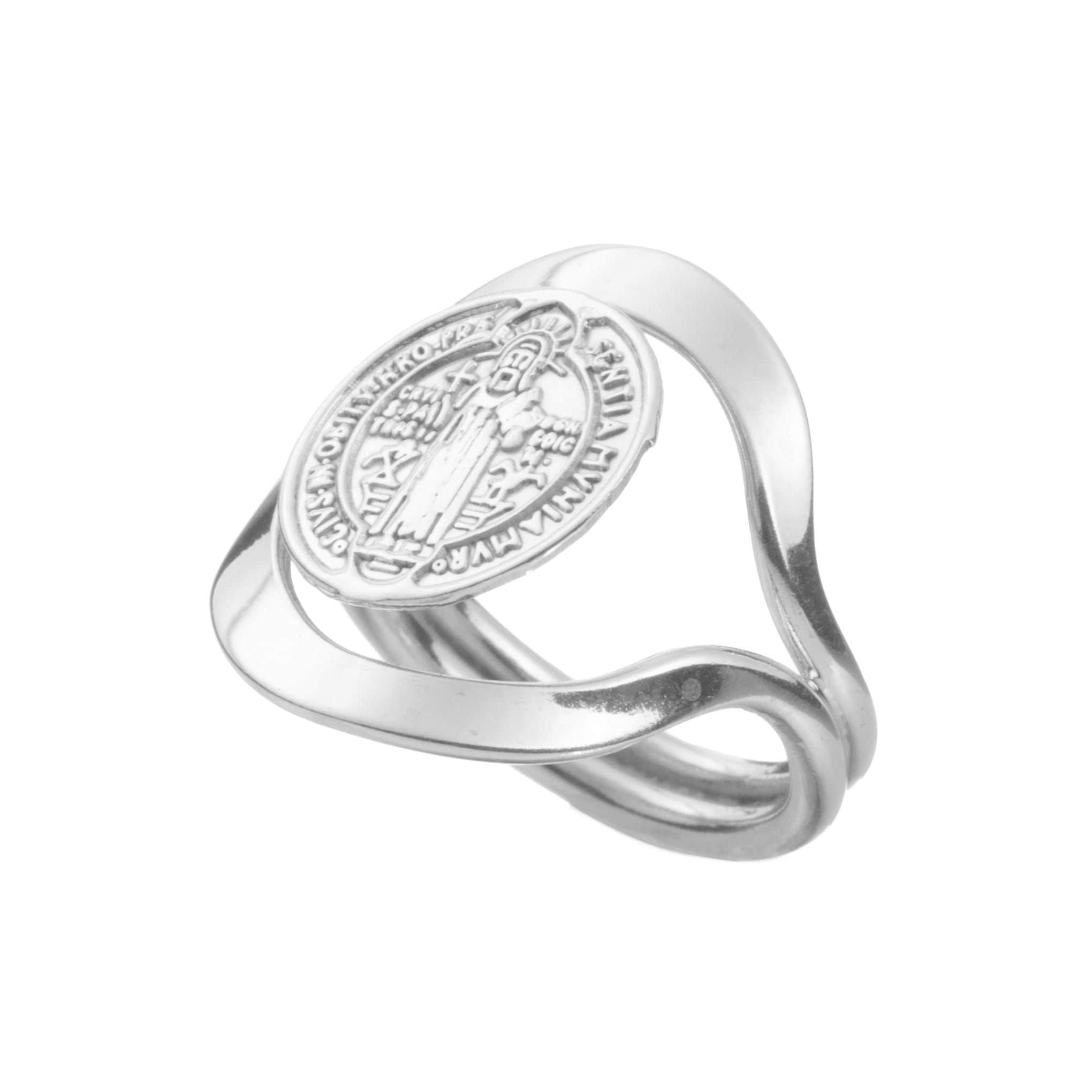 Anillo gasa San Benito  de plata mexicana