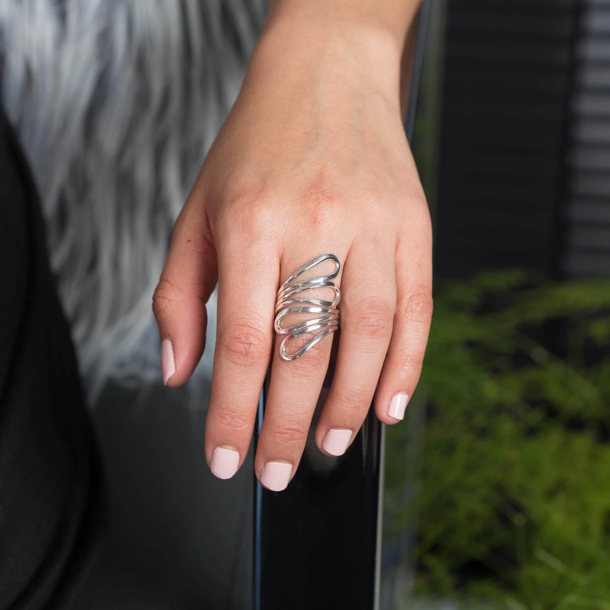 Anillo doble gota  de plata mexicana