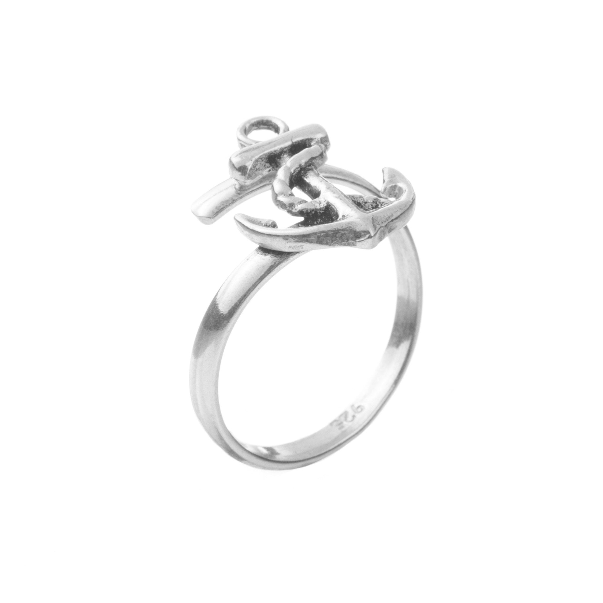 Anillo ancla de plata de plata mexicana