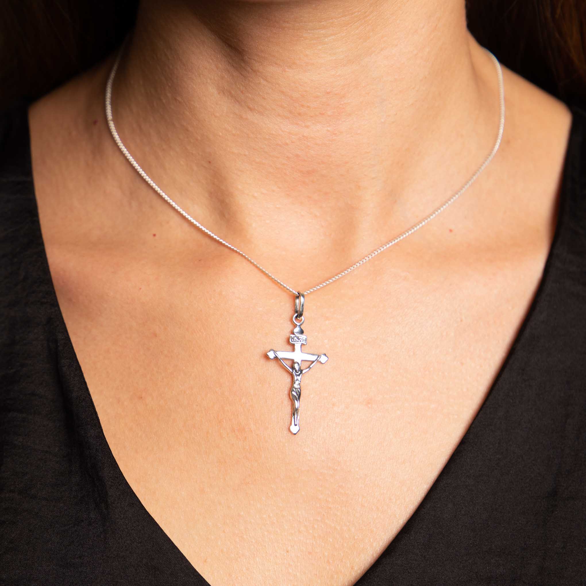 Dije cruz de cristo de plata de plata mexicana