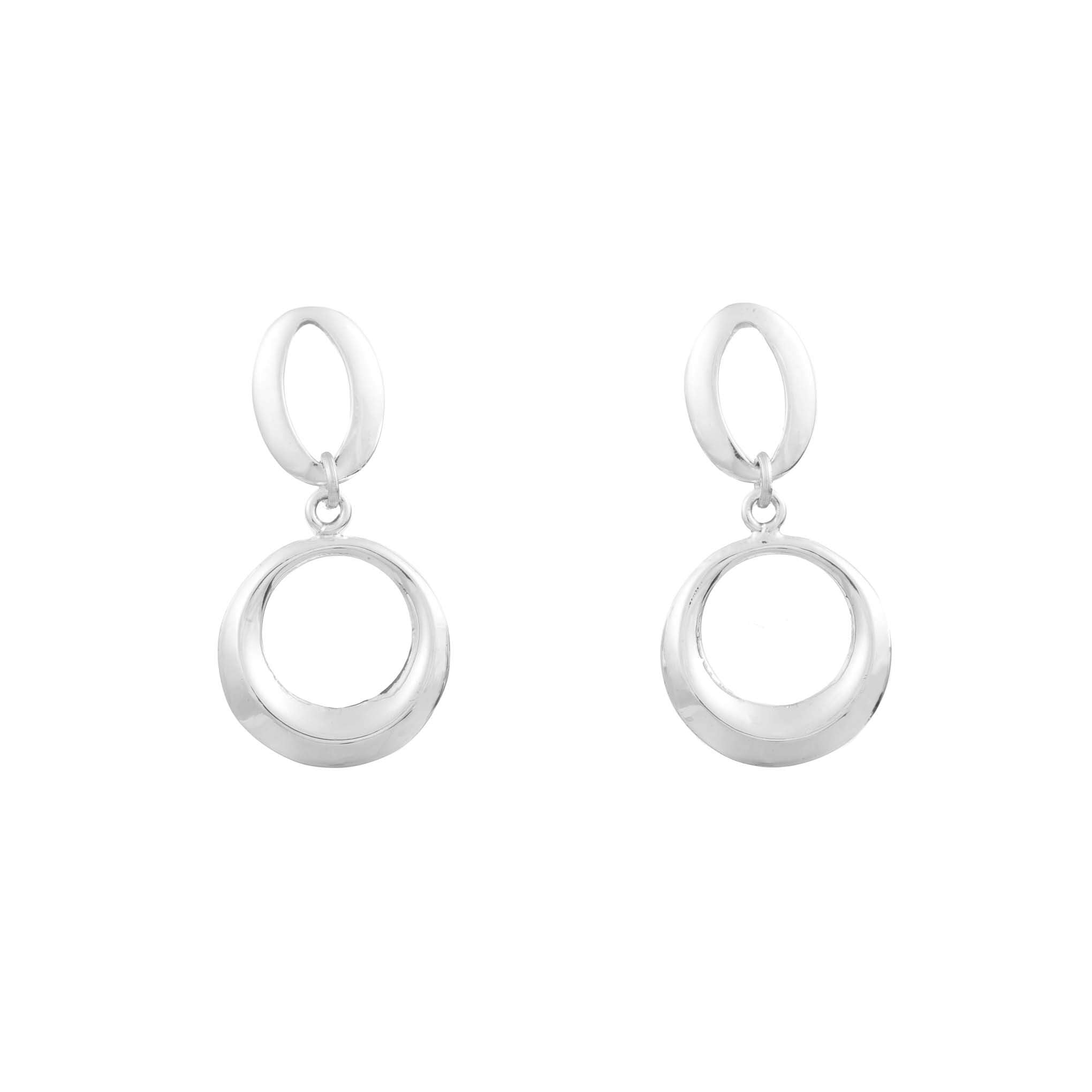 Aretes circulos colgantes de plata de plata mexicana