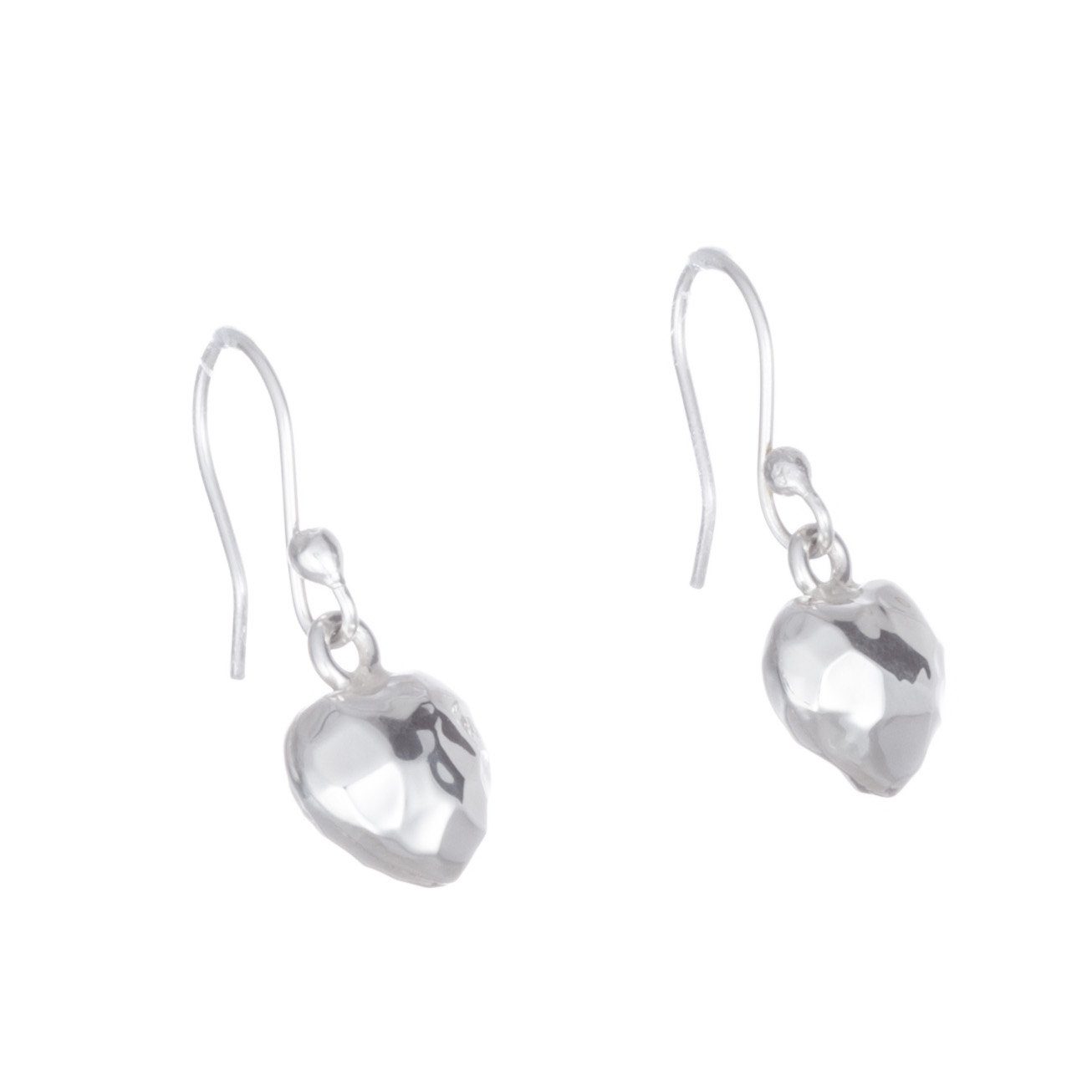 Aretes de Corazones de Plata martillados y lisos