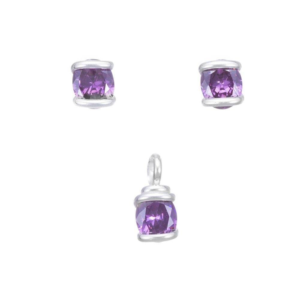 Dije y aretes de zirconias grande engarzados en Plata