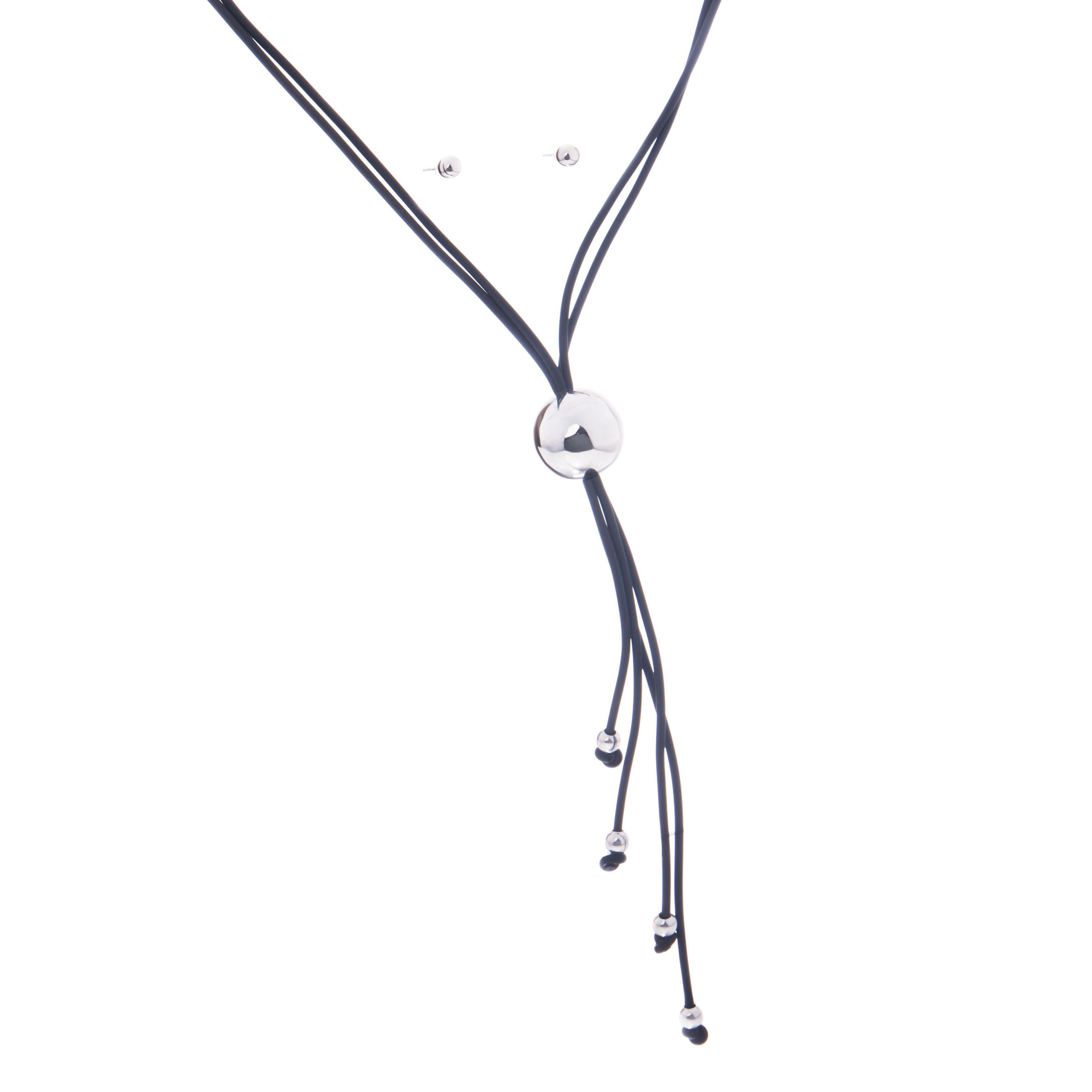 Collar de esferas de plata y caucho