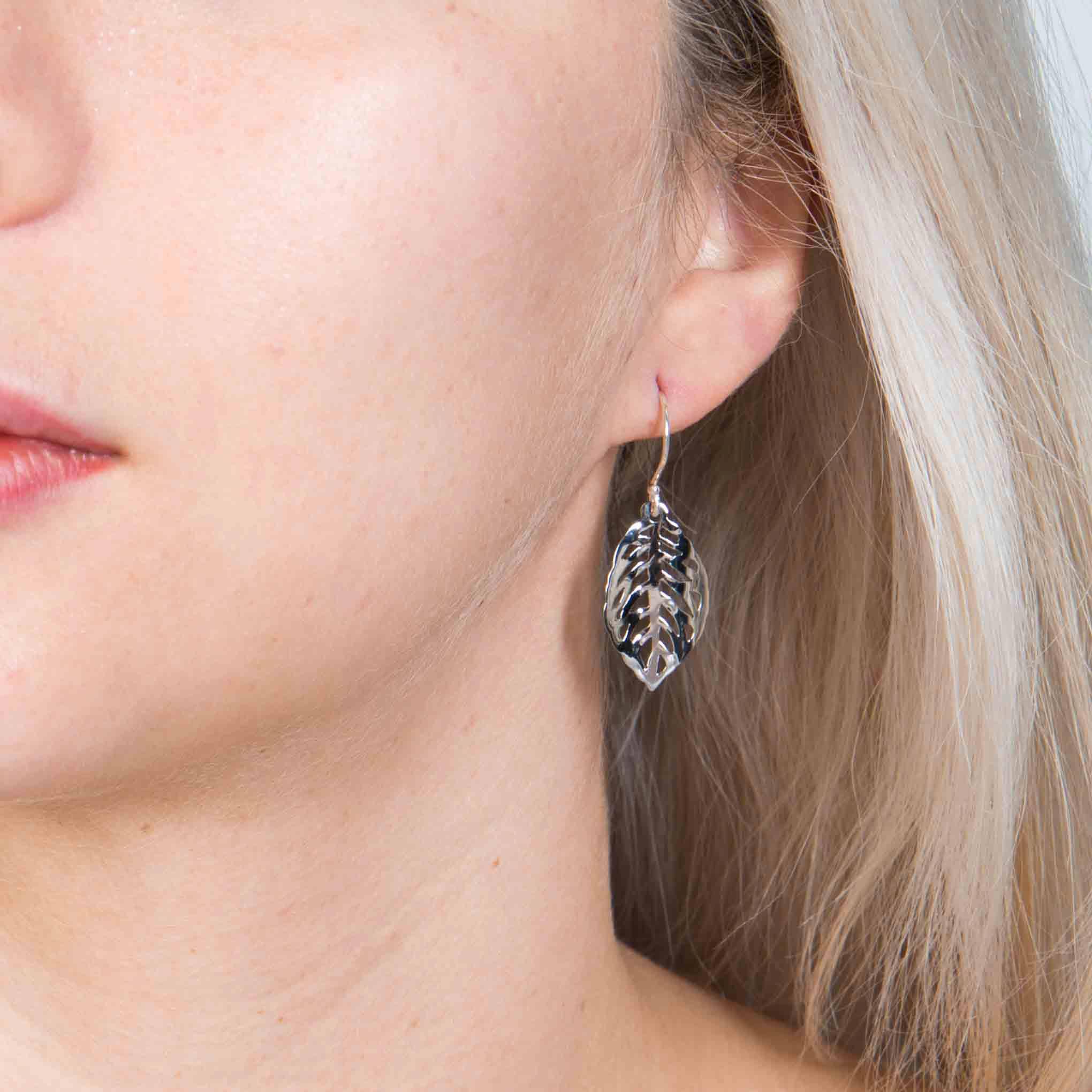 Aretes Hojas de Plata mini