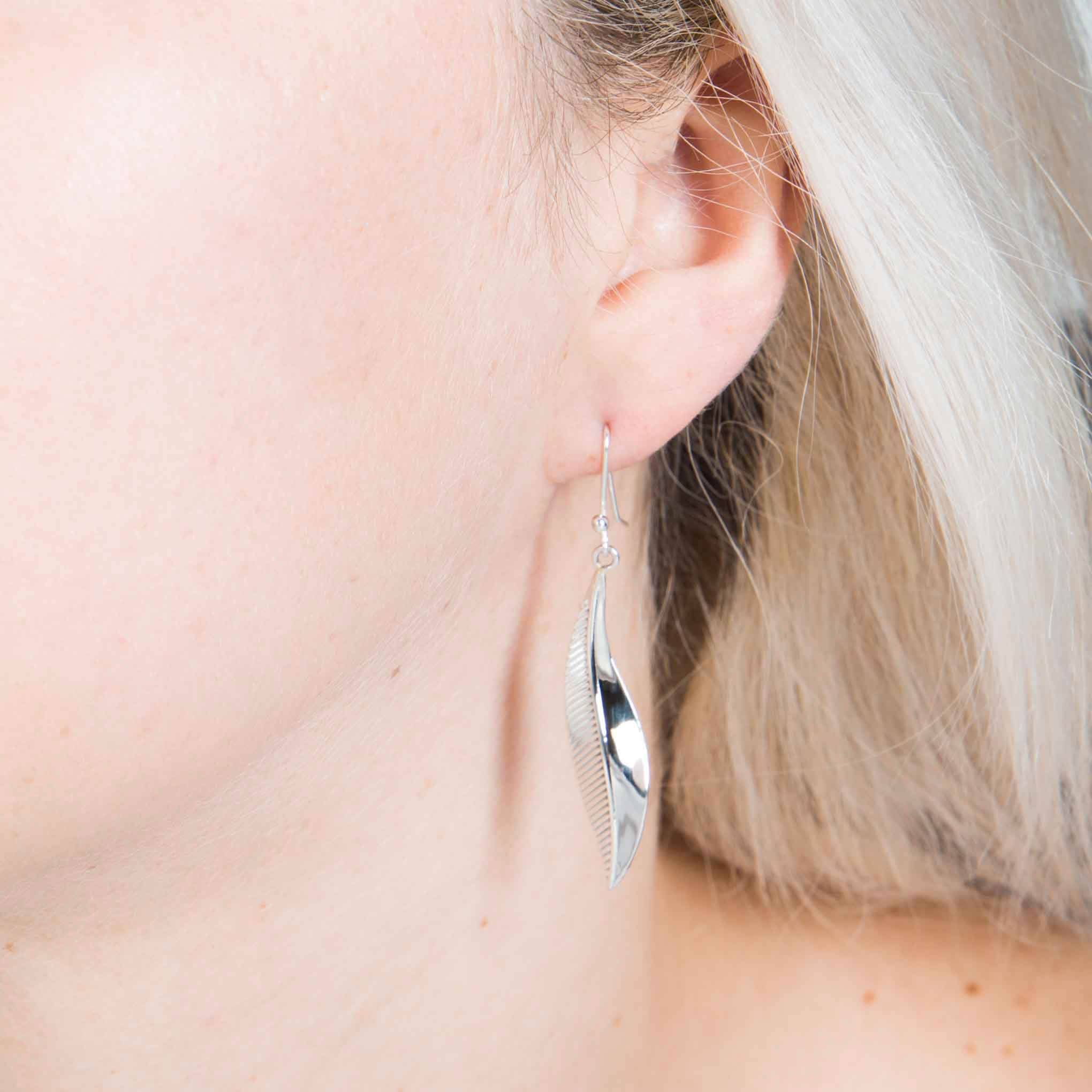 Aretes pluma de Plata