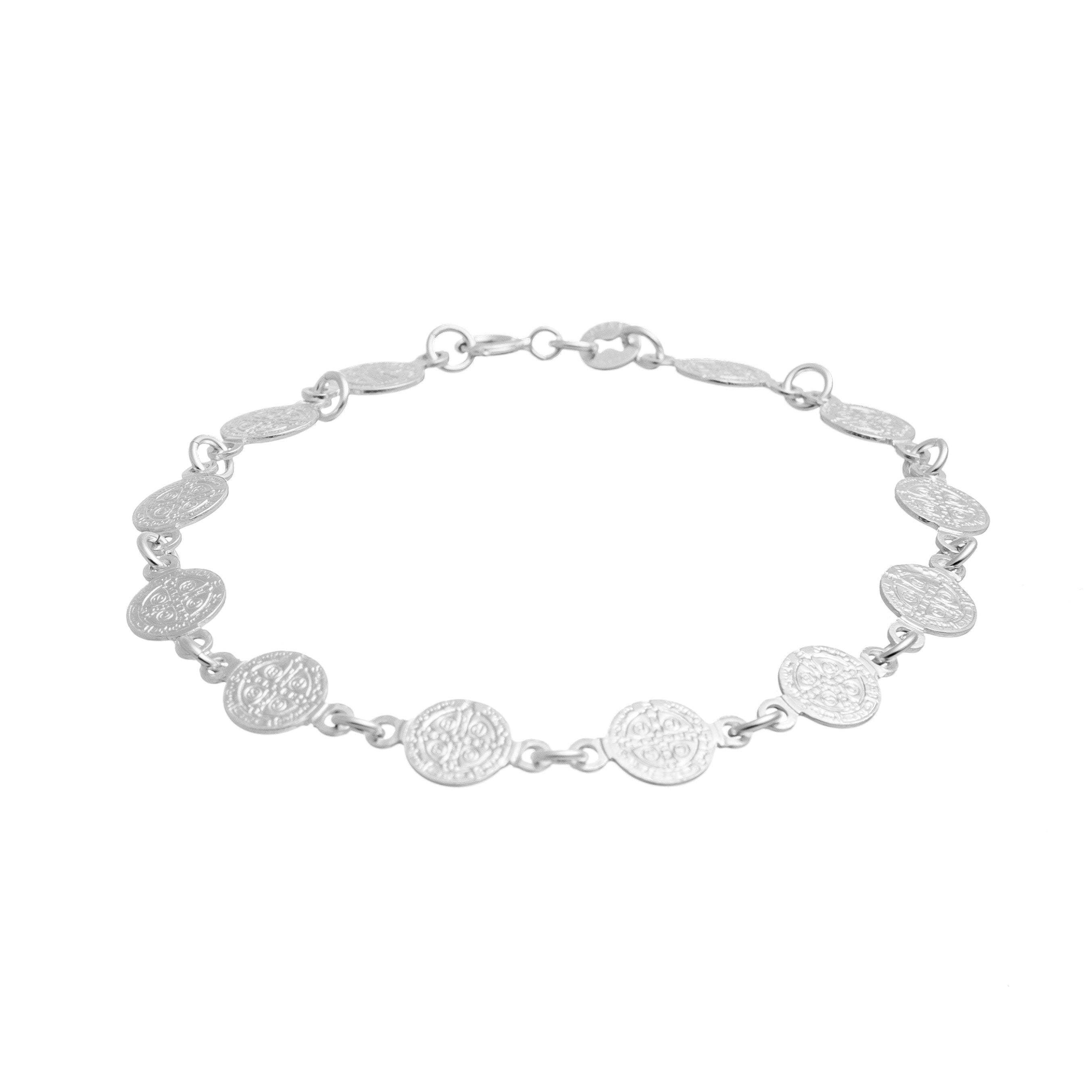 Pulsera de Plata medalla de San Benito mini