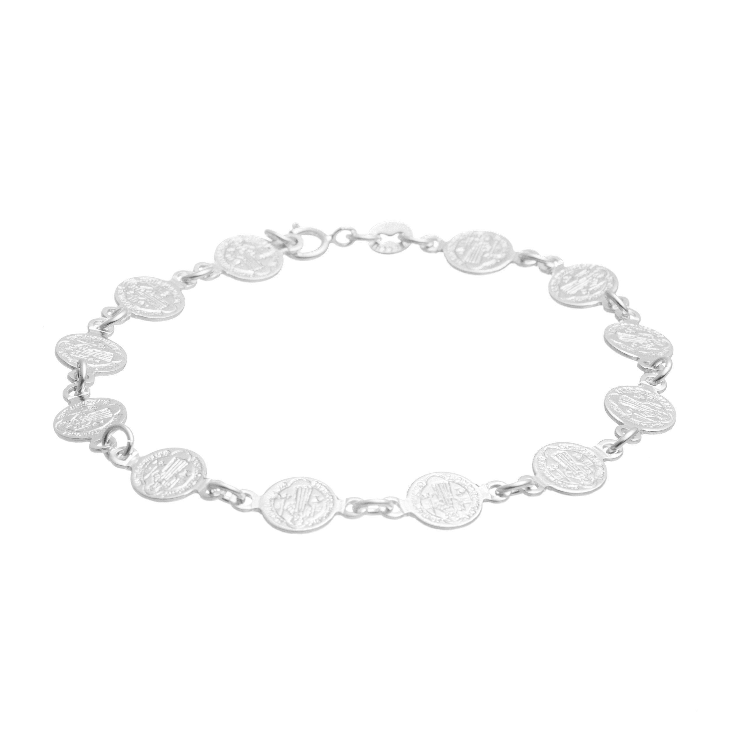 Pulsera de Plata medalla de San Benito mini