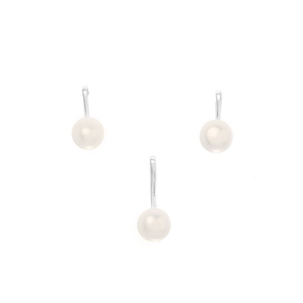 Juego ojal de plata con perlas